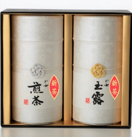 新茶　高級八女玉露・煎茶詰合せ2缶(各120g入)